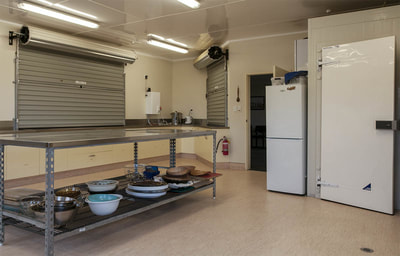 View of servery, fridge and chiller room at Lake Rotoiti Community Hall, St Arnaud, Nelson Lakes NZ